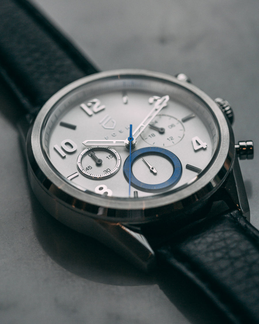 The Chrono - Heat Steel Blue on Pearl White Watch